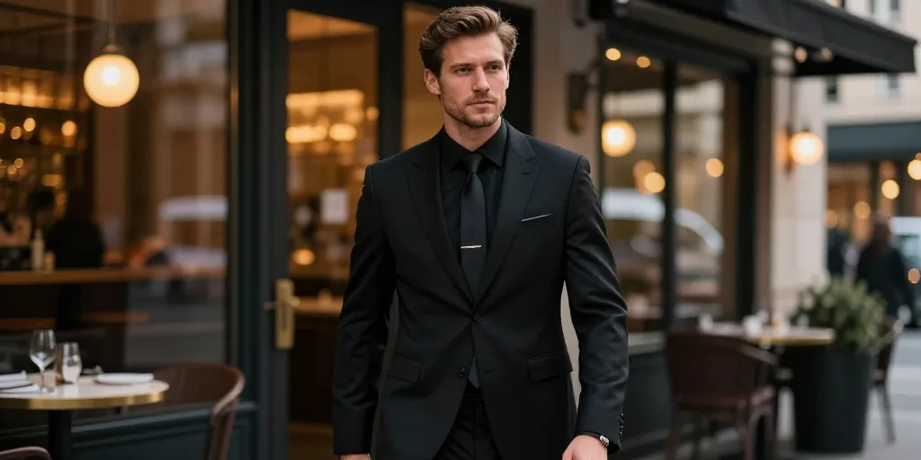 costume tout noir homme